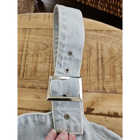 Top Shop Bleach Denim Jean Romper Dress Women's Size 10 Moto - Picture 4 of 10